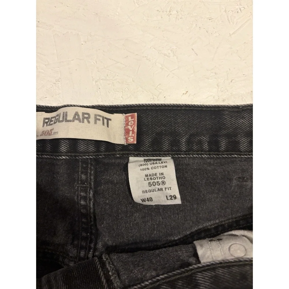 Vintage LEVI'S 505 Regular Straight Leg Classic‎ Fit 40x21 Black Denim Jeans